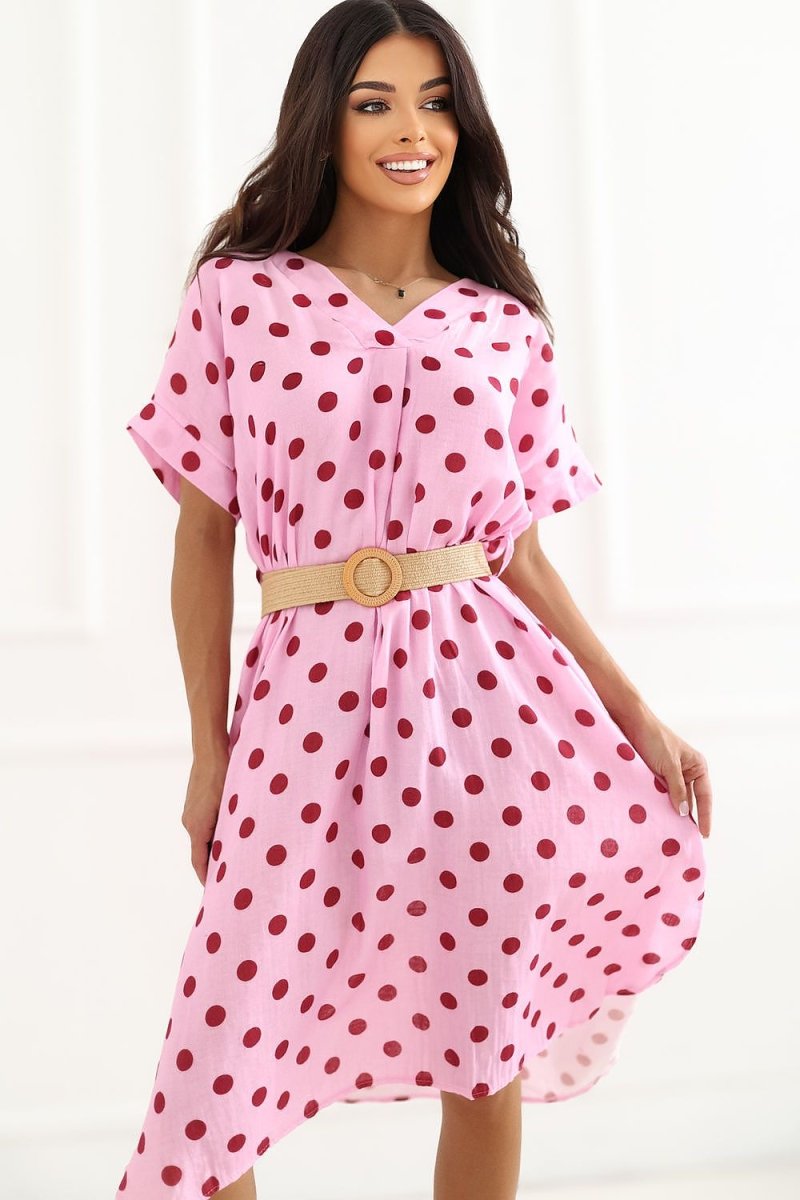 Flared Midi Summer Dress in pink