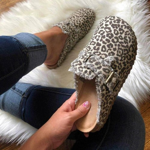 Flat Heel Round Toe Canvas Loafer Women's Vintage Clogs - Wow Store
