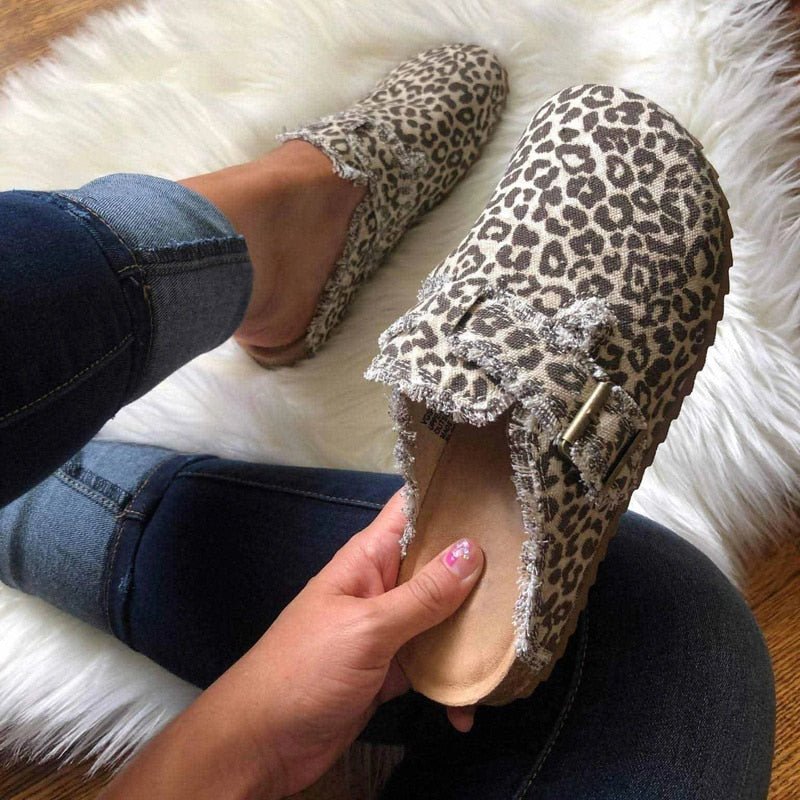 Flat Heel Round Toe Canvas Loafer Women's Vintage Clogs - Wow Store