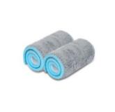 Two rolled grey microfibre mop pads with blue edges
