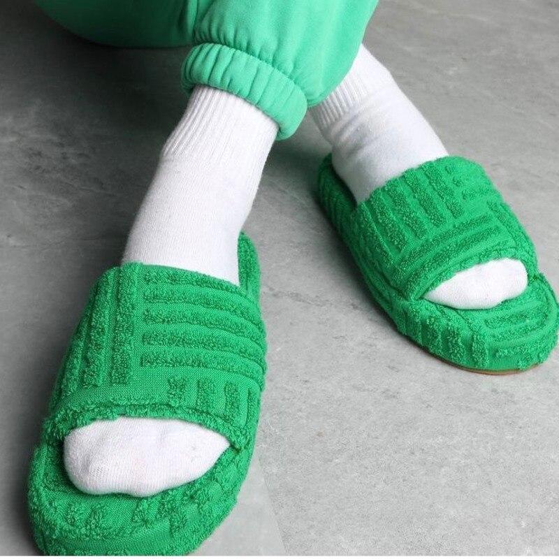 Flat Thick Furry Slippers Women Comfort Leisure Beach Shoes - Wow Store