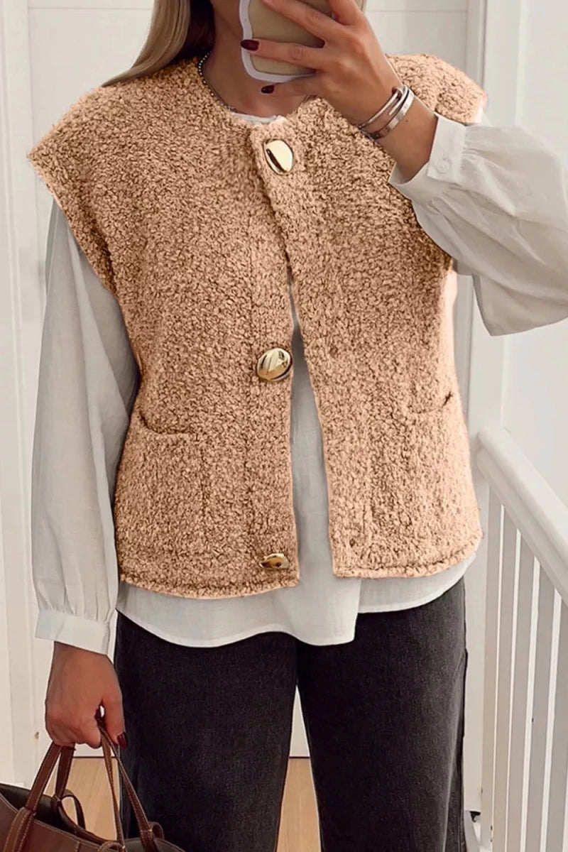 Fleece Button - Down Vest Coat - Wow Store