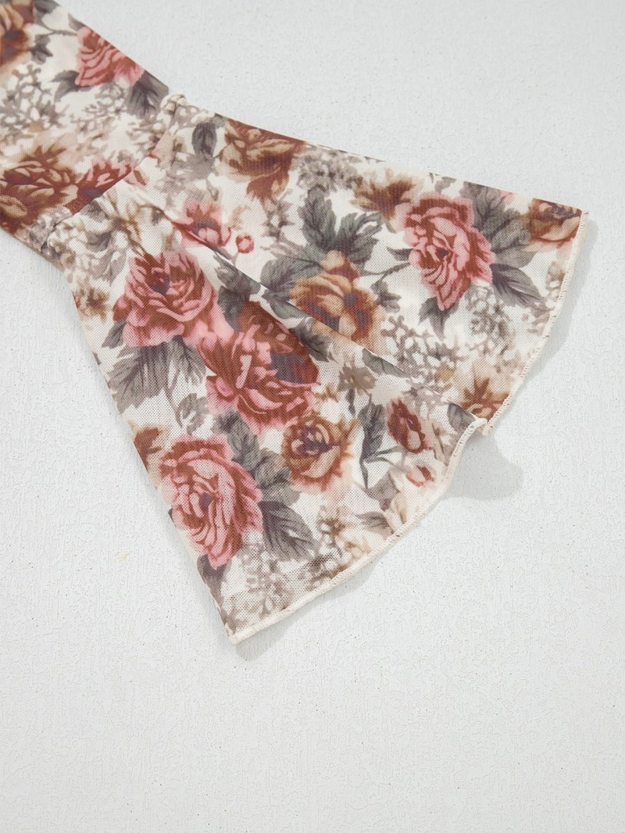Floral Print Flounce Sleeve Blouse - Wow Store