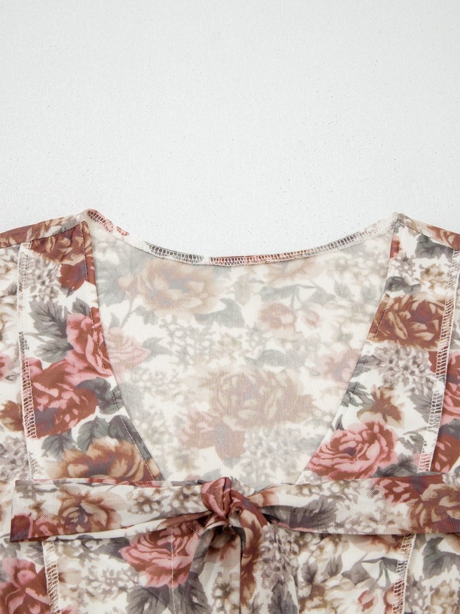 Floral Print Flounce Sleeve Blouse - Wow Store