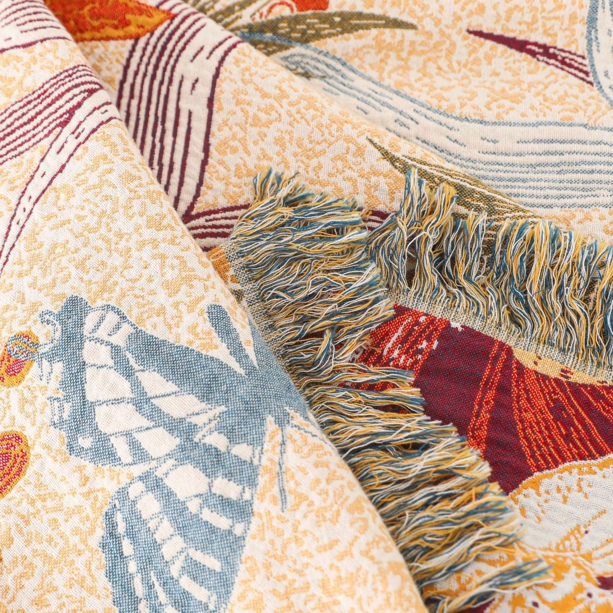 Floral Woven Bedspread with Fringe, 200 x 230 cm — view 4