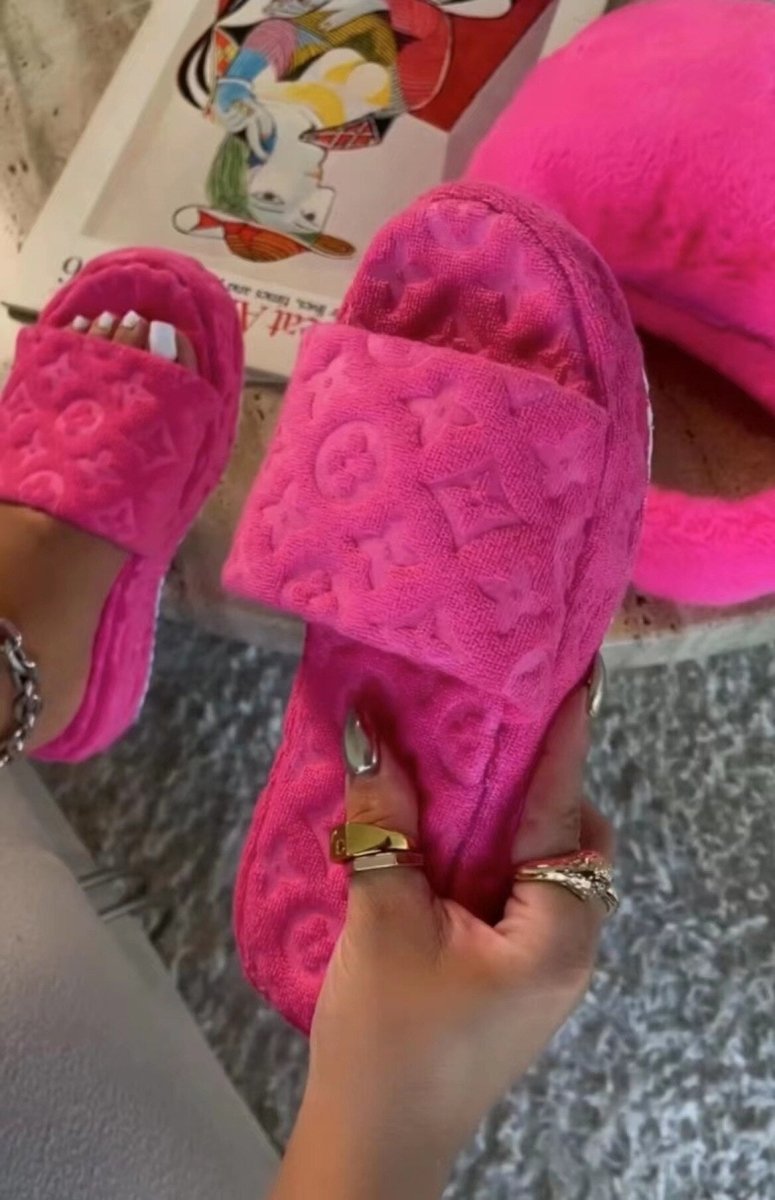 Flower Slides Fur Slippers for Women Orange/Pink/Green/Black - Wow Store