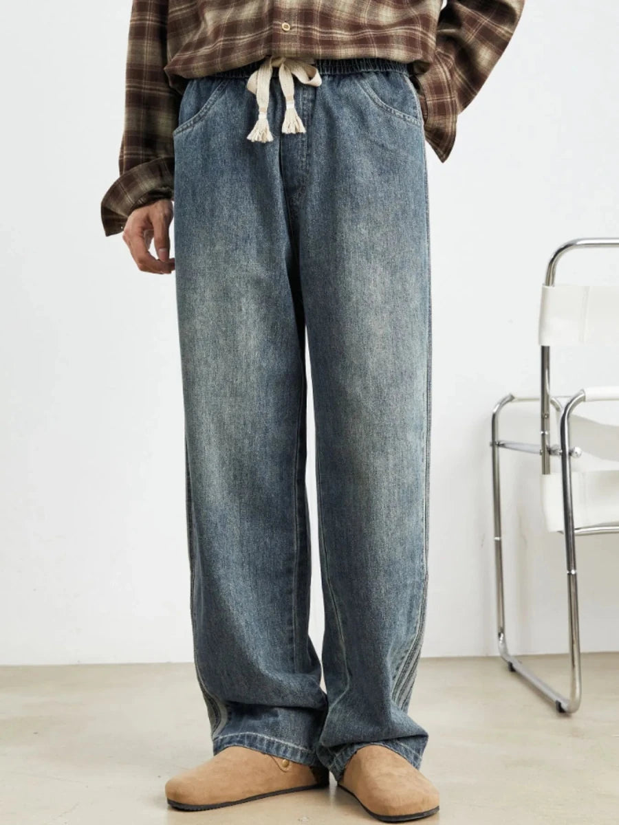 Fresh Edge Men's Relaxed Fit Drawstring Wash Jeans - WowStore.live