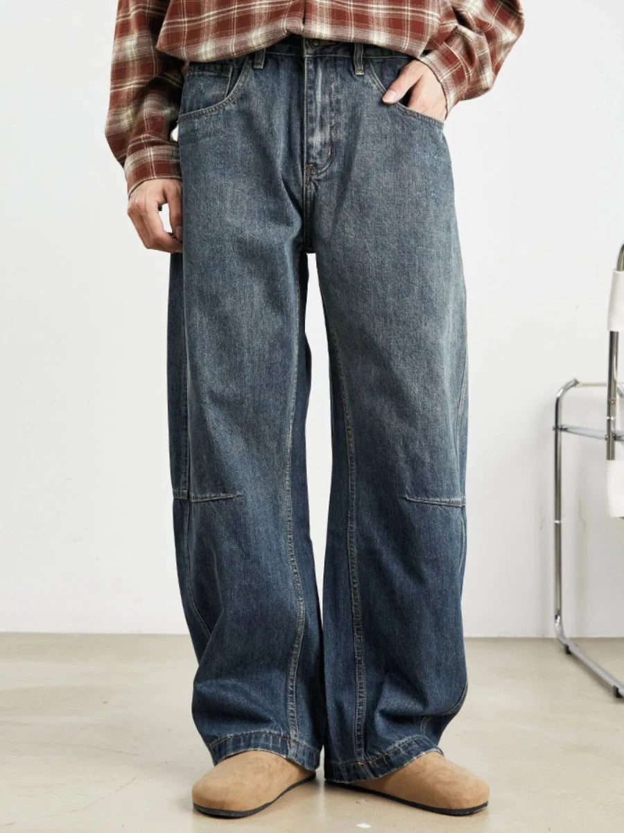 Fresh Edge Men's Relaxed Fit Drawstring Wash Jeans - WowStore.live