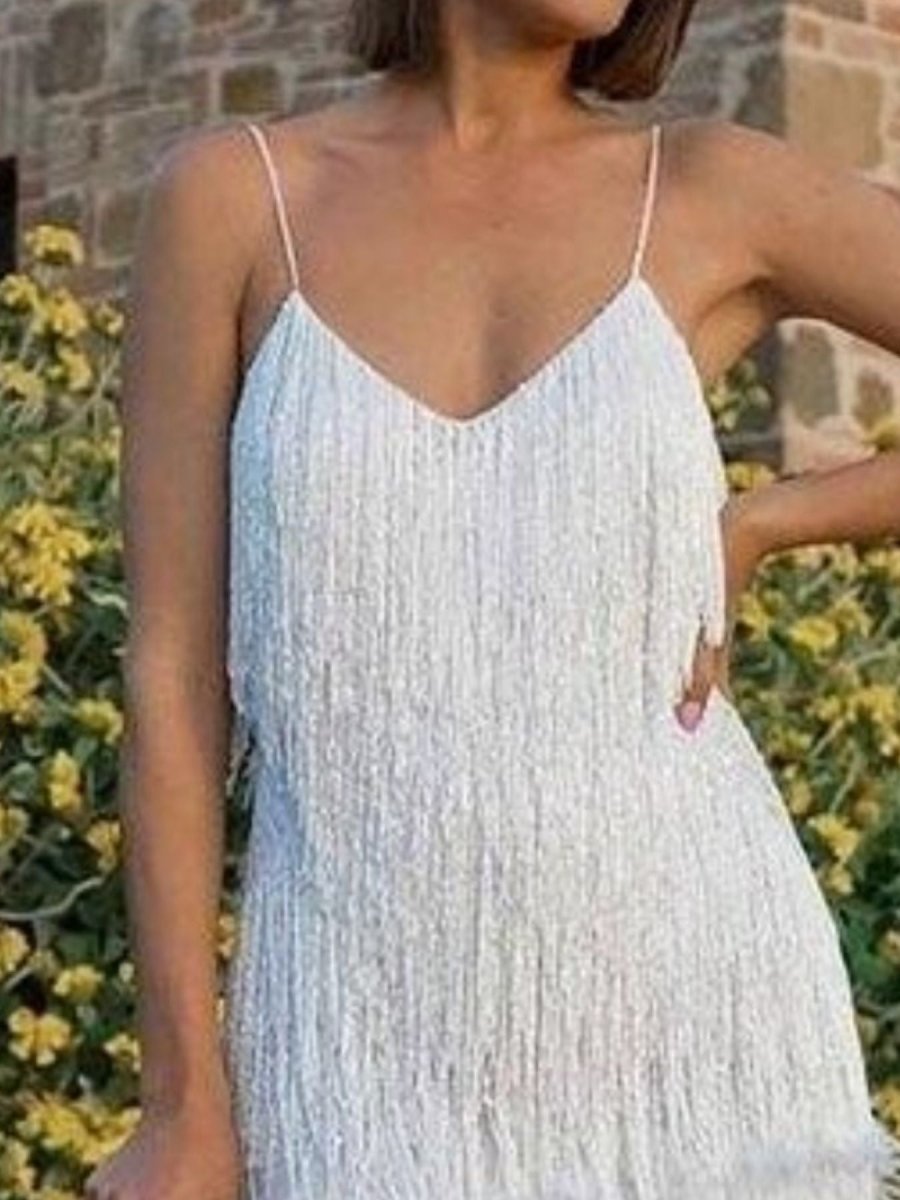 Fringe Feather Hem Mini Dress - Wow Store