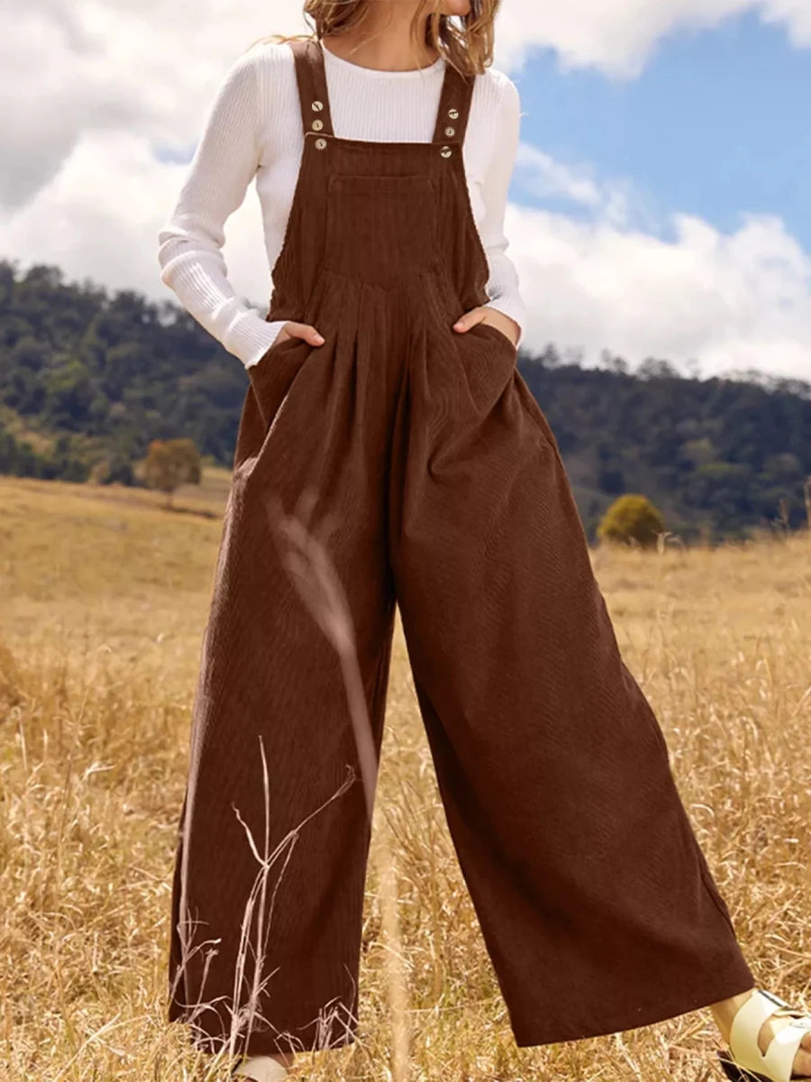 Front Ruched Wide Leg Jumpsuit with Pockets - Wow Store