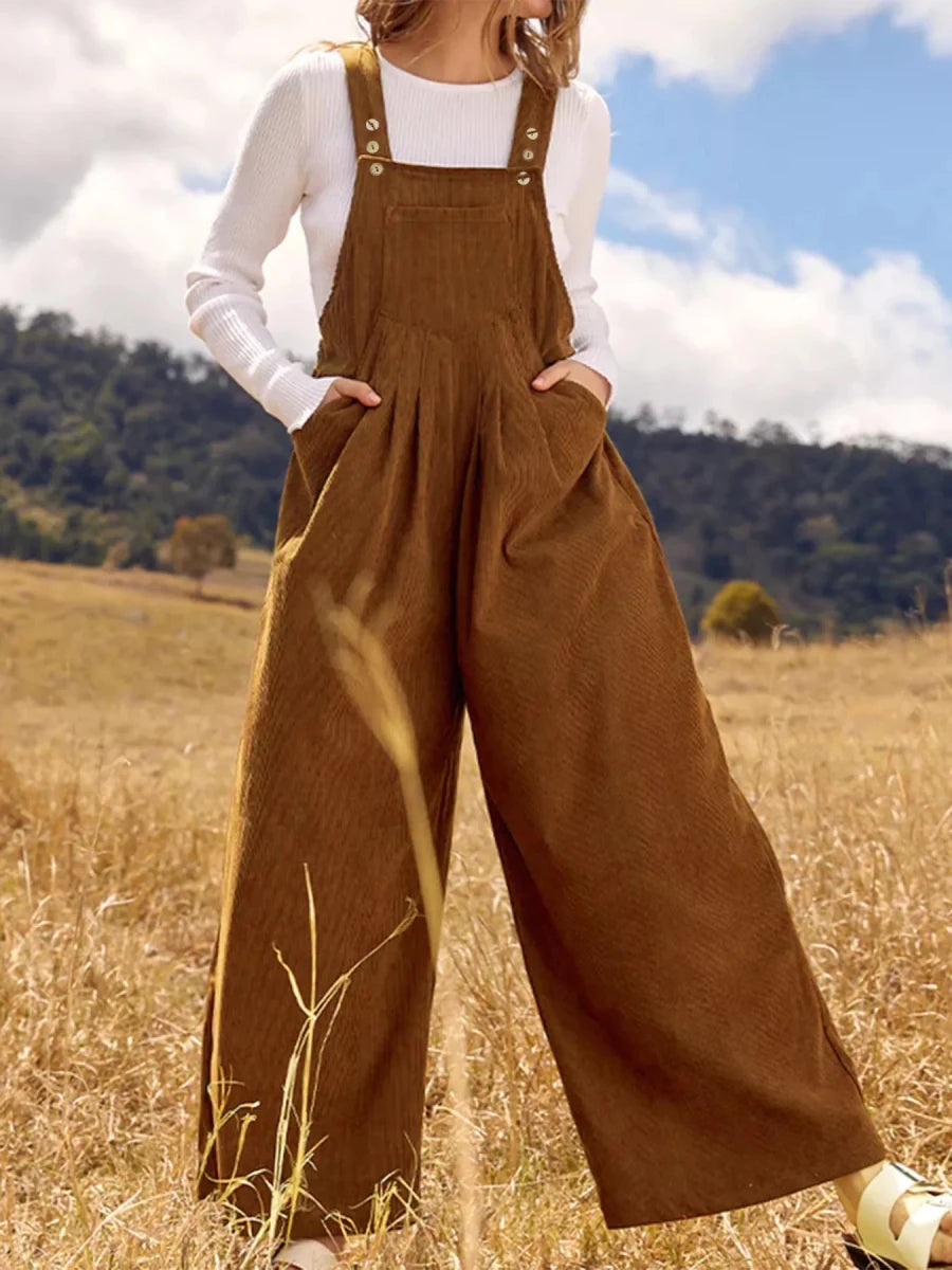 Front Ruched Wide Leg Jumpsuit with Pockets - Wow Store