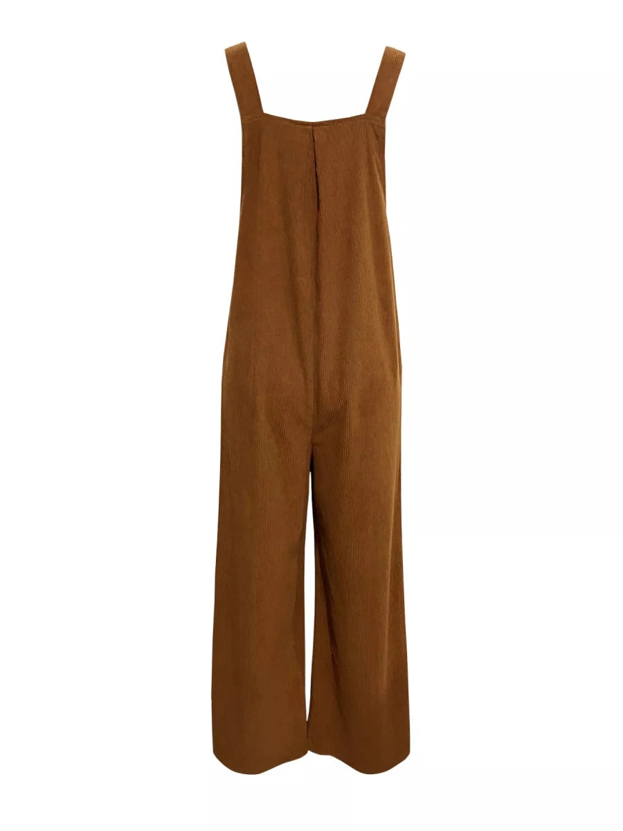 Front Ruched Wide Leg Jumpsuit with Pockets - Wow Store