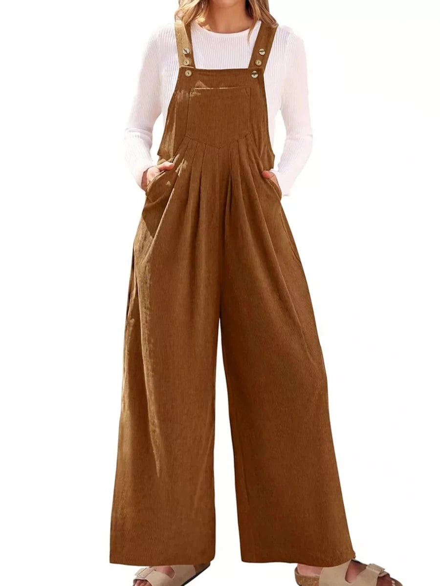 Front Ruched Wide Leg Jumpsuit with Pockets - Wow Store