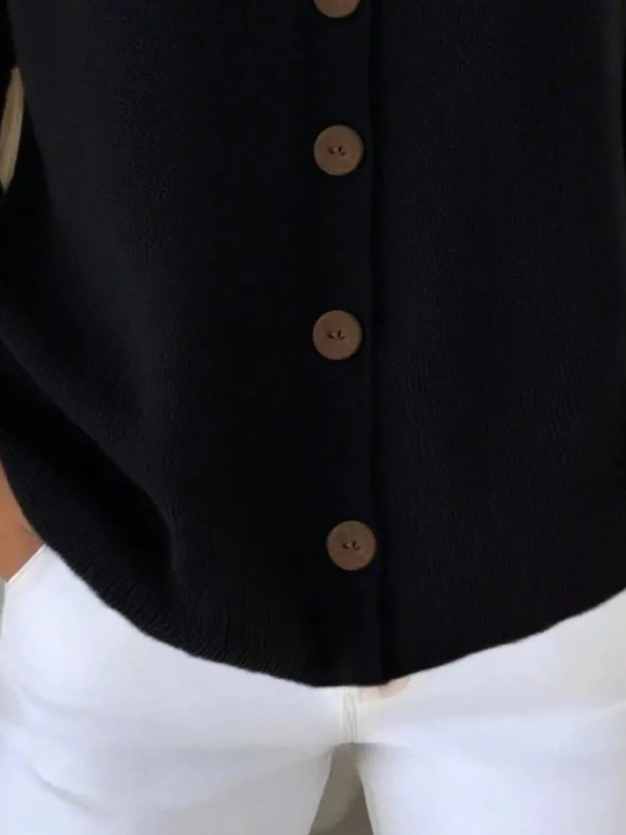 Full Size Button - Front V - Neck Cardigan Plus Size - Wow Store