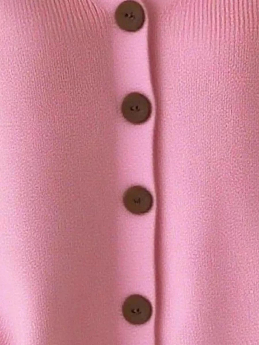 Full Size Button - Front V - Neck Cardigan Plus Size - Wow Store
