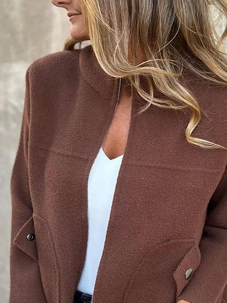 Full Size Zip - Up Long Sleeve Outerwear Plus Size - Wow Store