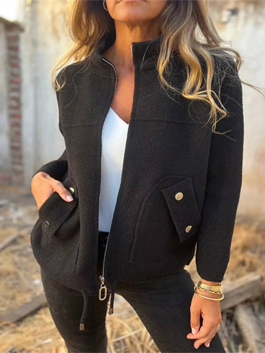 Full Size Zip - Up Long Sleeve Outerwear Plus Size - Wow Store