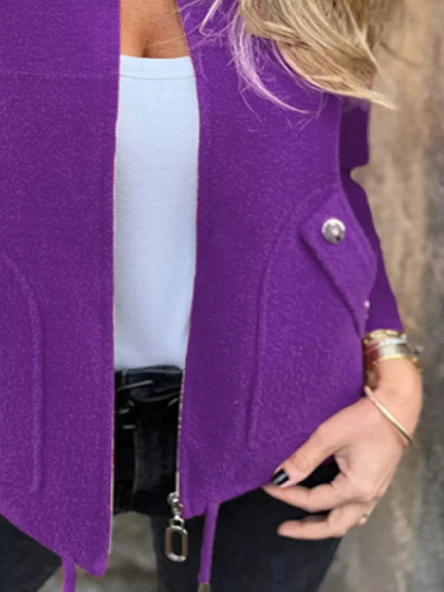 Full Size Zip - Up Long Sleeve Outerwear Plus Size - Wow Store