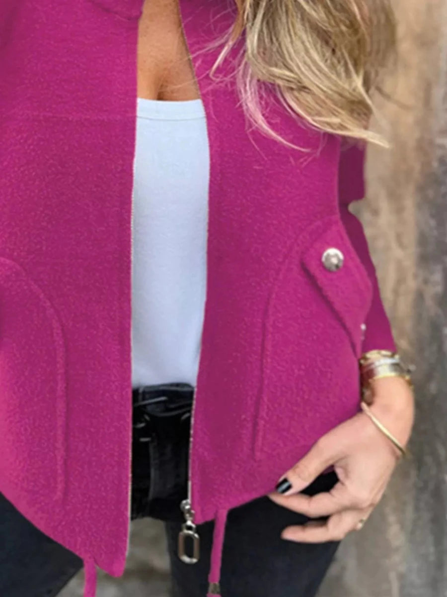 Full Size Zip - Up Long Sleeve Outerwear Plus Size - Wow Store
