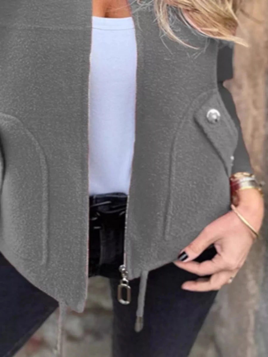 Full Size Zip - Up Long Sleeve Outerwear Plus Size - Wow Store