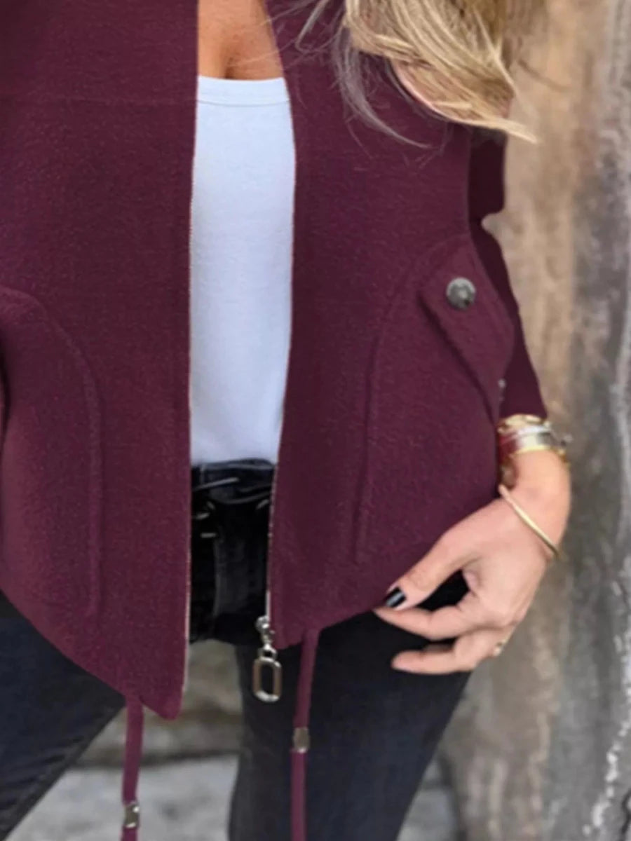 Full Size Zip - Up Long Sleeve Outerwear Plus Size - Wow Store