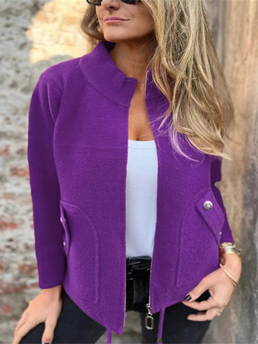 Full Size Zip - Up Long Sleeve Outerwear Plus Size - Wow Store