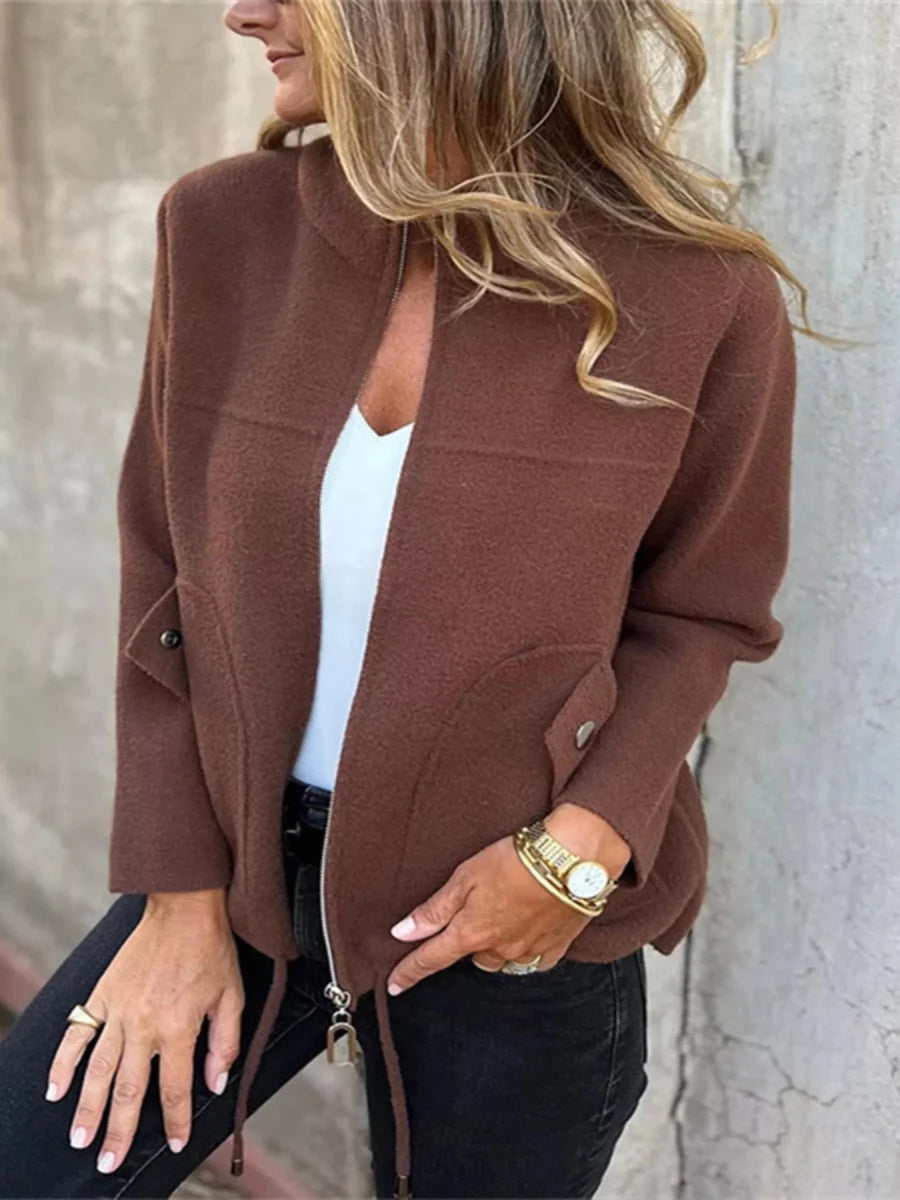 Full Size Zip - Up Long Sleeve Outerwear Plus Size - Wow Store