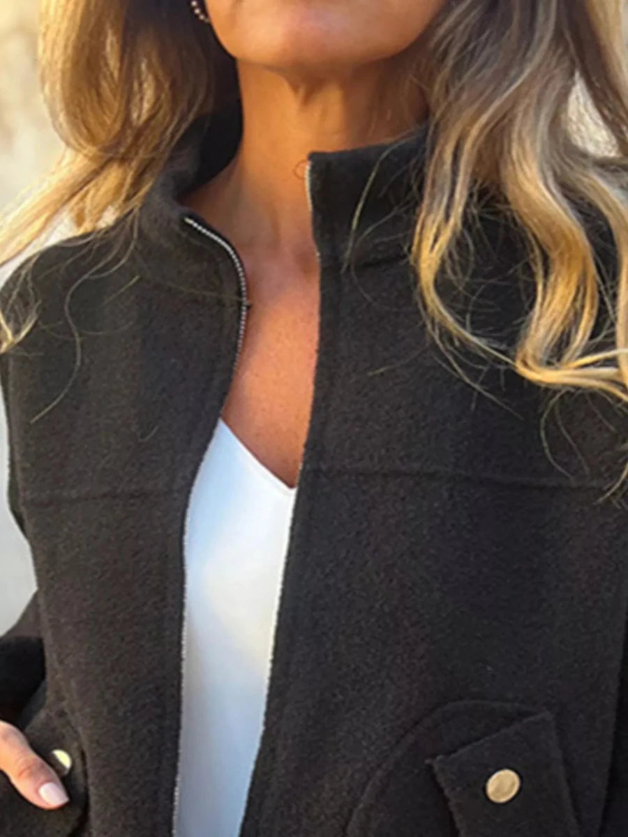 Full Size Zip - Up Long Sleeve Outerwear Plus Size - Wow Store