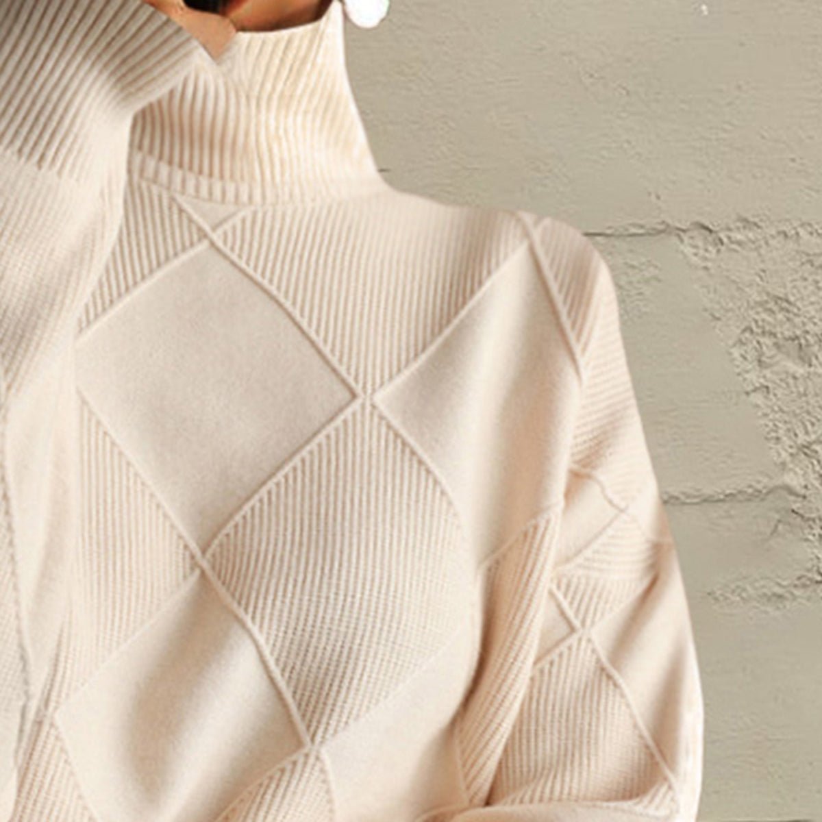 Geometric Turtleneck Long Sleeve Sweater - Wow Store