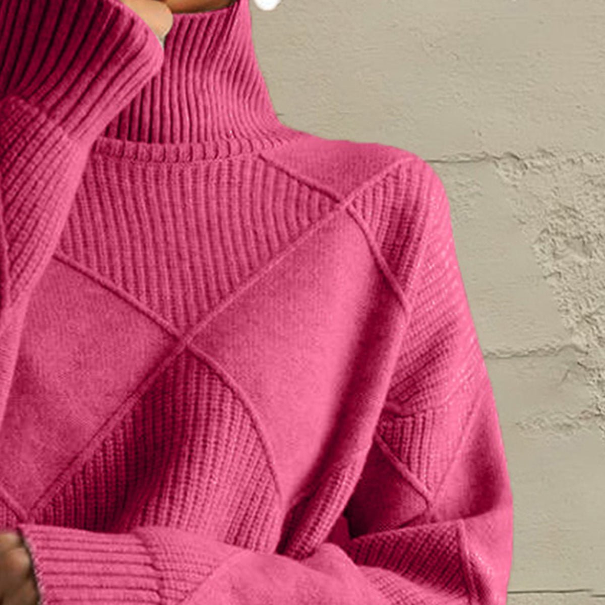 Geometric Turtleneck Long Sleeve Sweater - Wow Store
