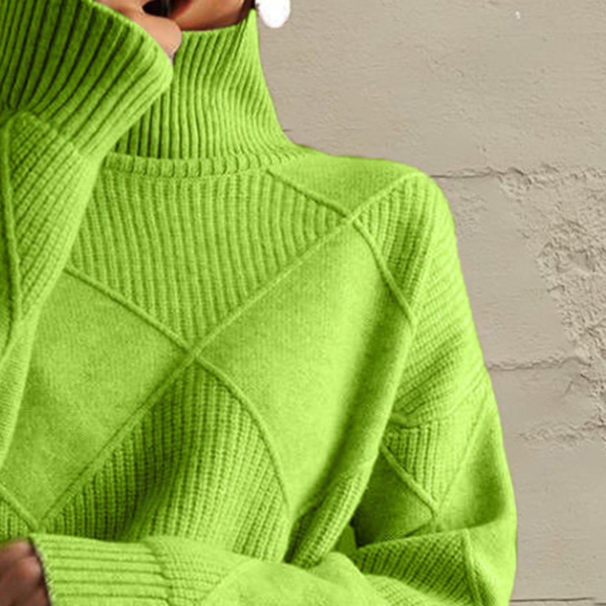 Geometric Turtleneck Long Sleeve Sweater - Wow Store