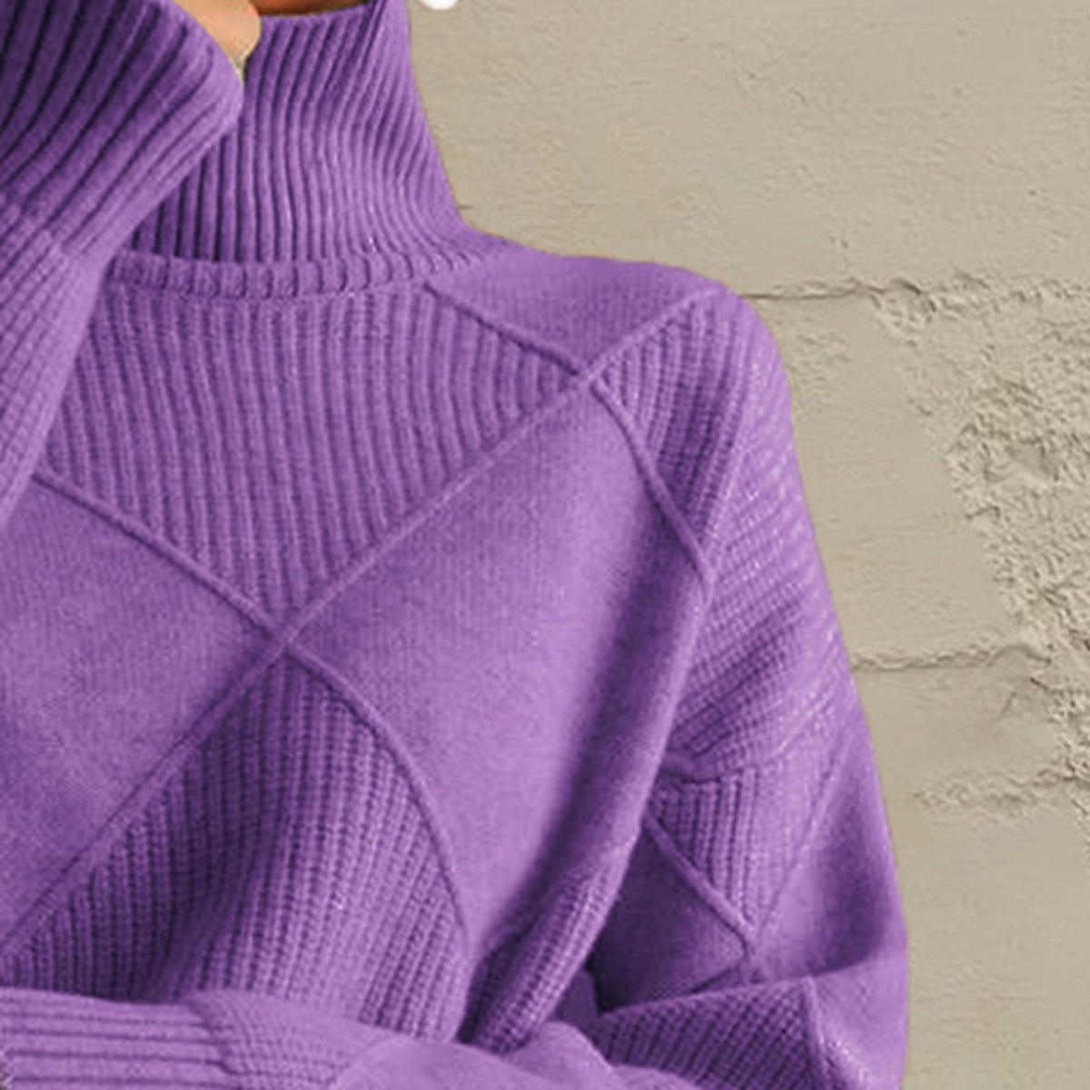Geometric Turtleneck Long Sleeve Sweater - Wow Store