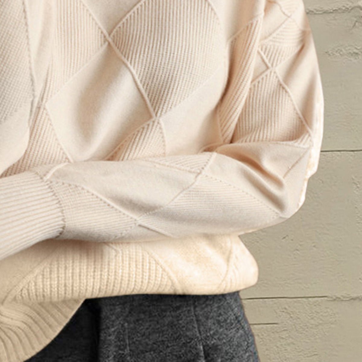 Geometric Turtleneck Long Sleeve Sweater - Wow Store