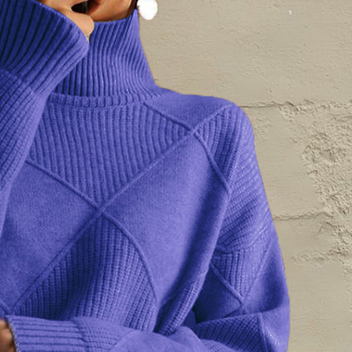 Geometric Turtleneck Long Sleeve Sweater - Wow Store