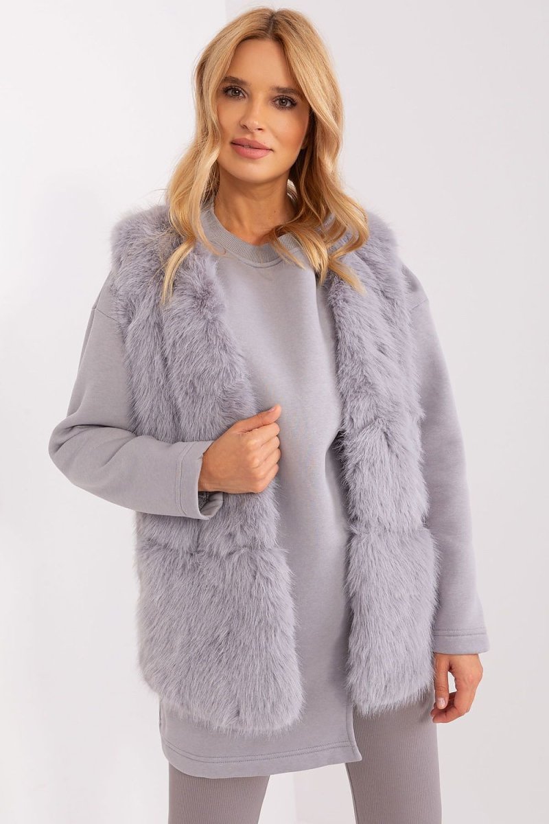 Grey gilet vest model AT lightweight layering outerwear polyester grey