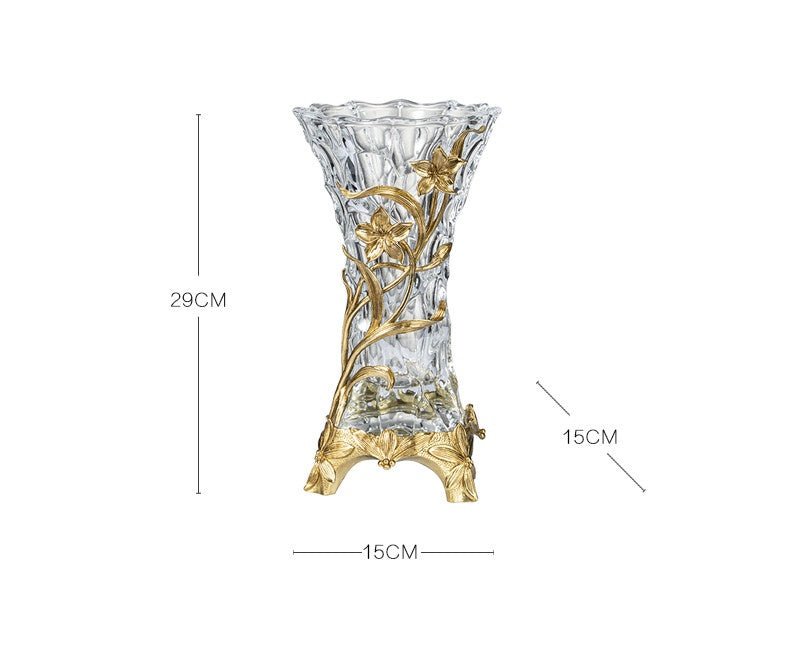 Glass Vase with Brass Lily Mount, 29 cm - WowStore.live