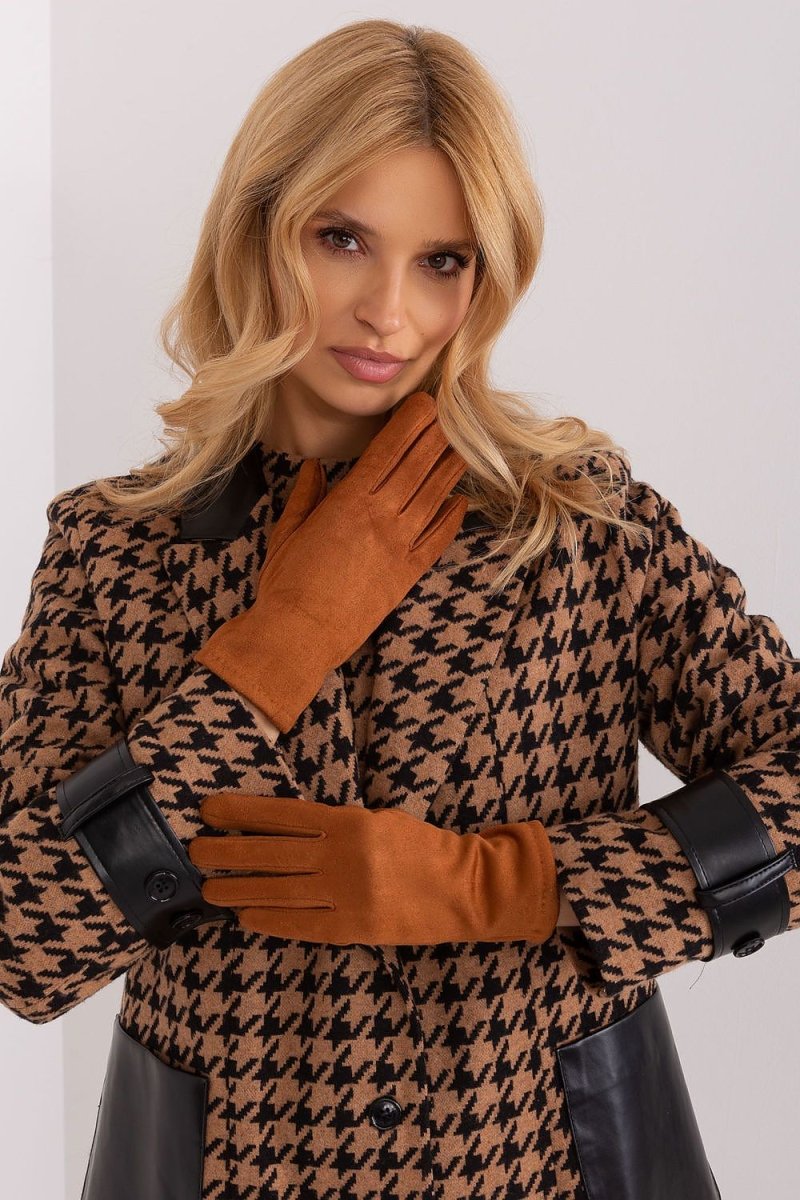 Elegant Touch Gloves AT - soft cotton winter gloves with embroidered flower and touchscreen tips