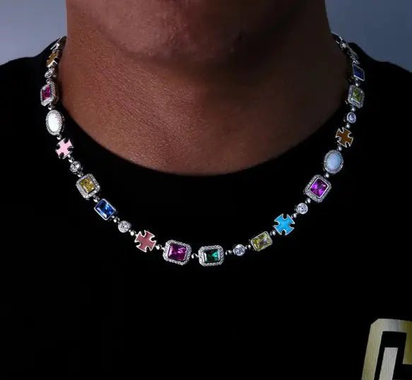 Gold - Plated Hip - Hop Gemstone Necklace - Wow Store