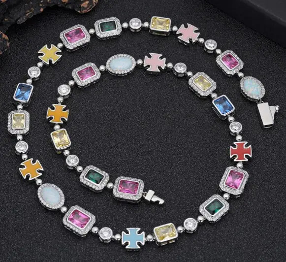 Gold - Plated Hip - Hop Gemstone Necklace - Wow Store