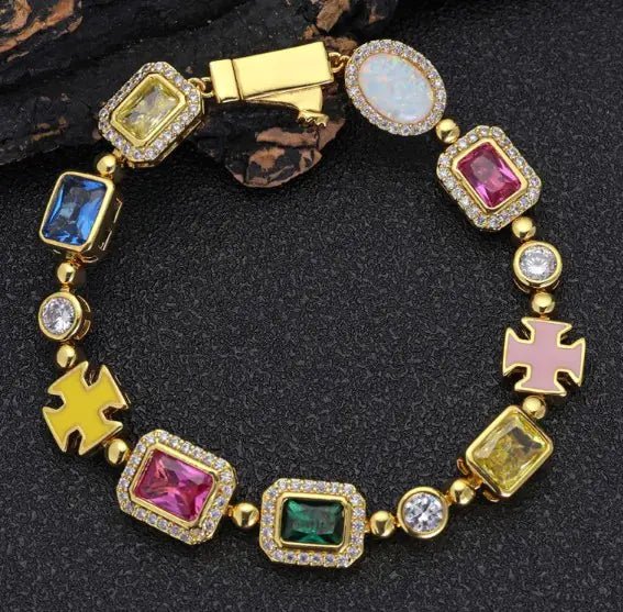 Gold - Plated Hip - Hop Gemstone Necklace - Wow Store