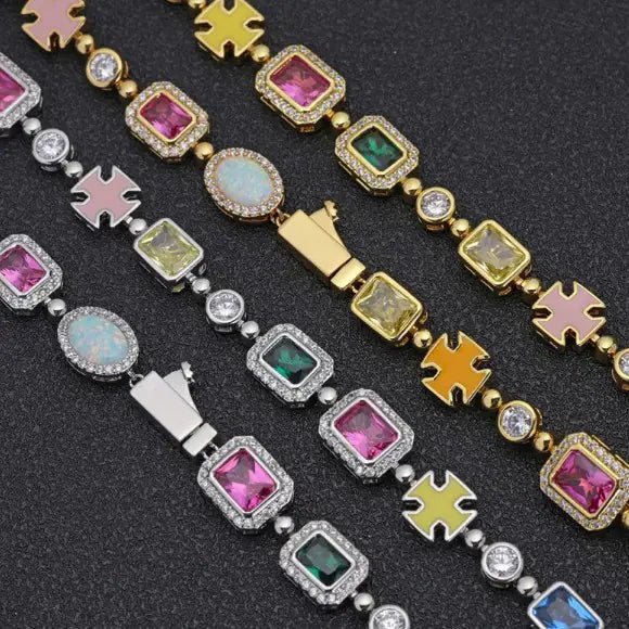 Gold - Plated Hip - Hop Gemstone Necklace - Wow Store