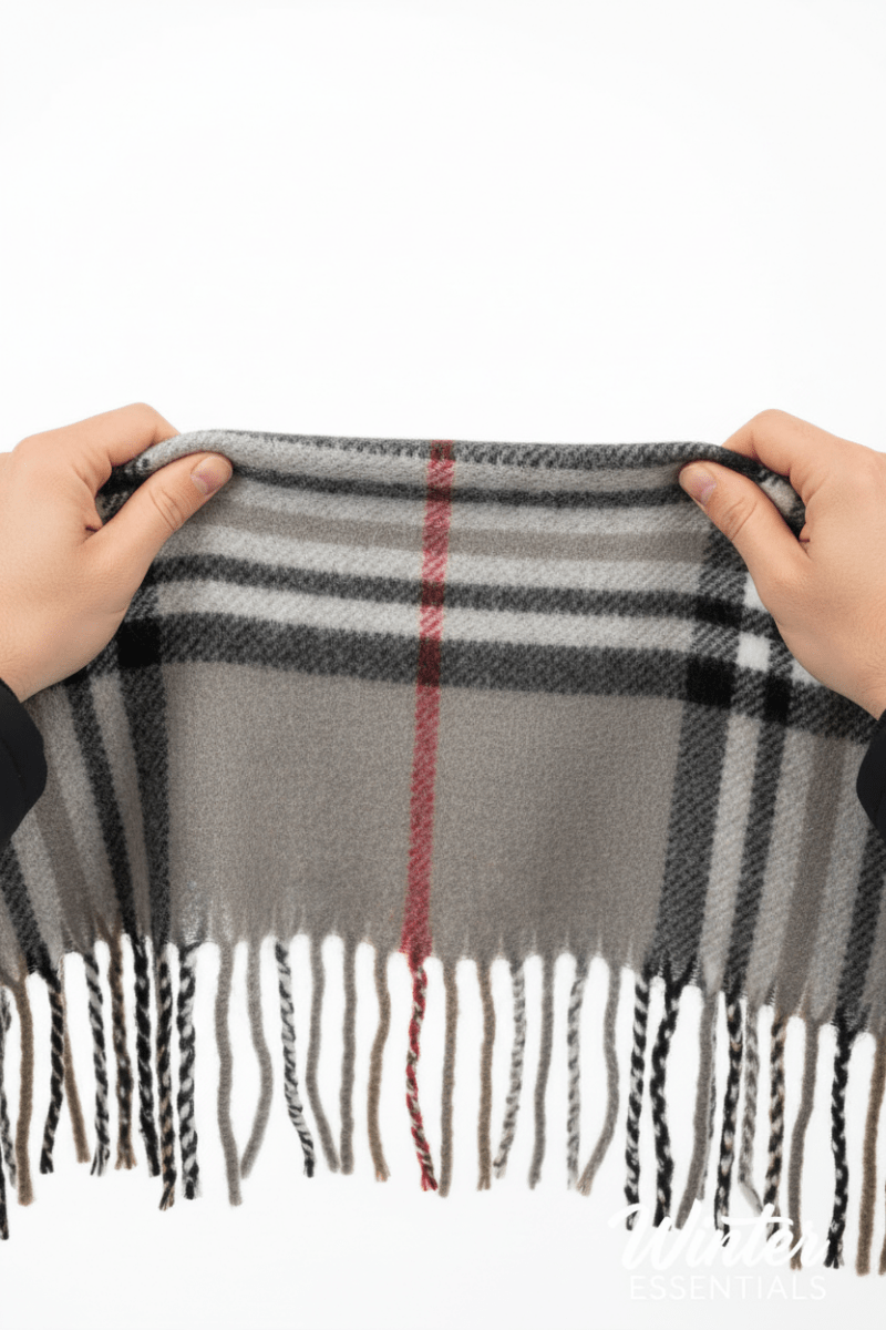 Gray Plaid Scarf Ultra Plush Pashmina Wool Blend 6ft Long Unisex Grey - Wow Store