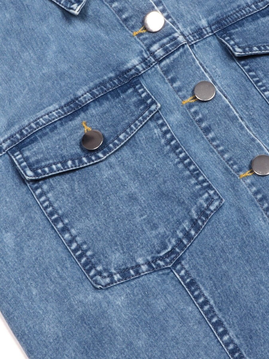 Halter Neck Button - Front Denim Dress - Wow Store