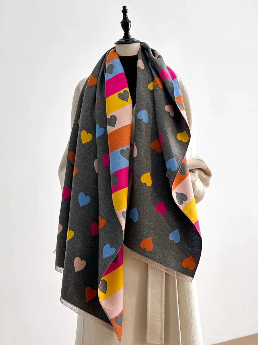 Heart Pattern Warm Scarf - Wow Store