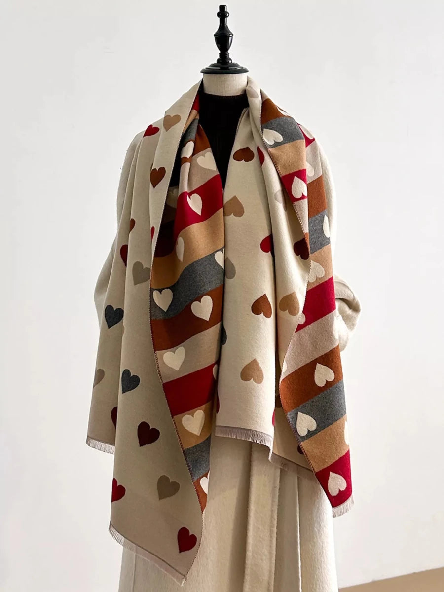 Heart Pattern Warm Scarf - Wow Store