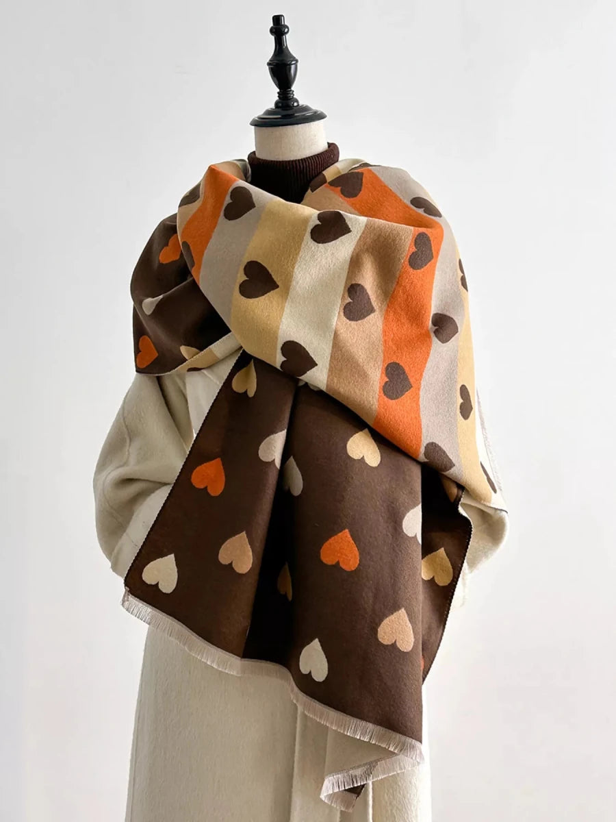 Heart Pattern Warm Scarf - Wow Store