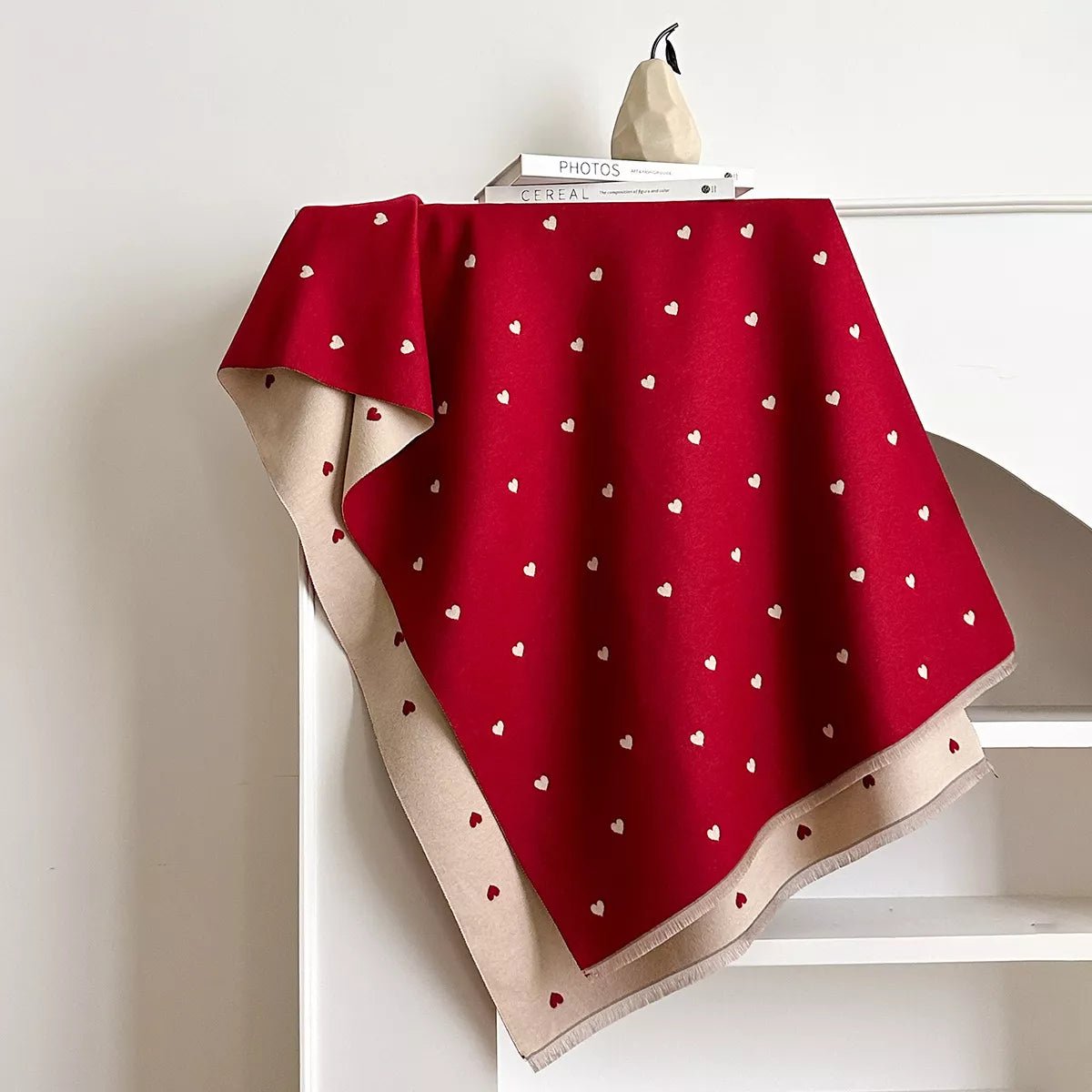 Heart - Patterned Raw Hem Winter Scarf - Wow Store