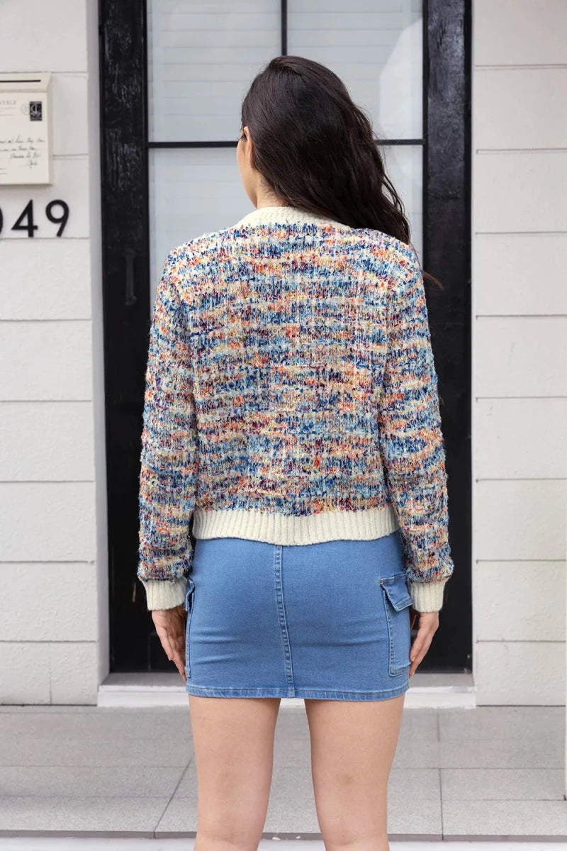 Heathered Button Up Long Sleeve Cardigan - Wow Store
