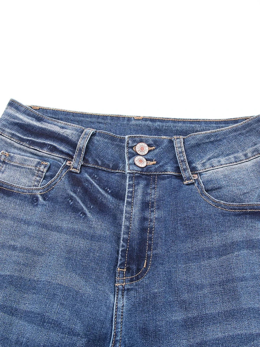 High Waist Distressed Straight Leg Jeans - Wow Store