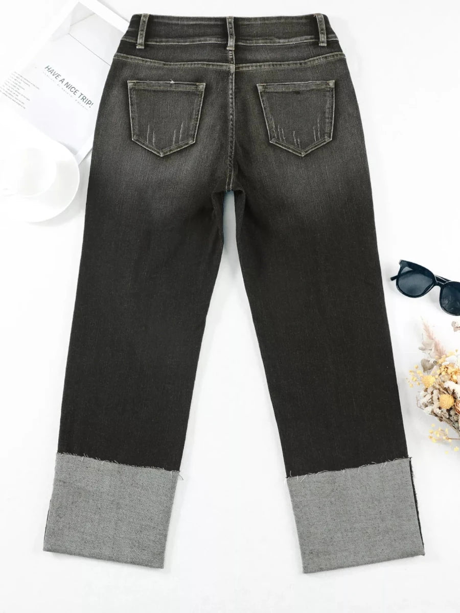 High Waist Distressed Straight Leg Jeans - Wow Store